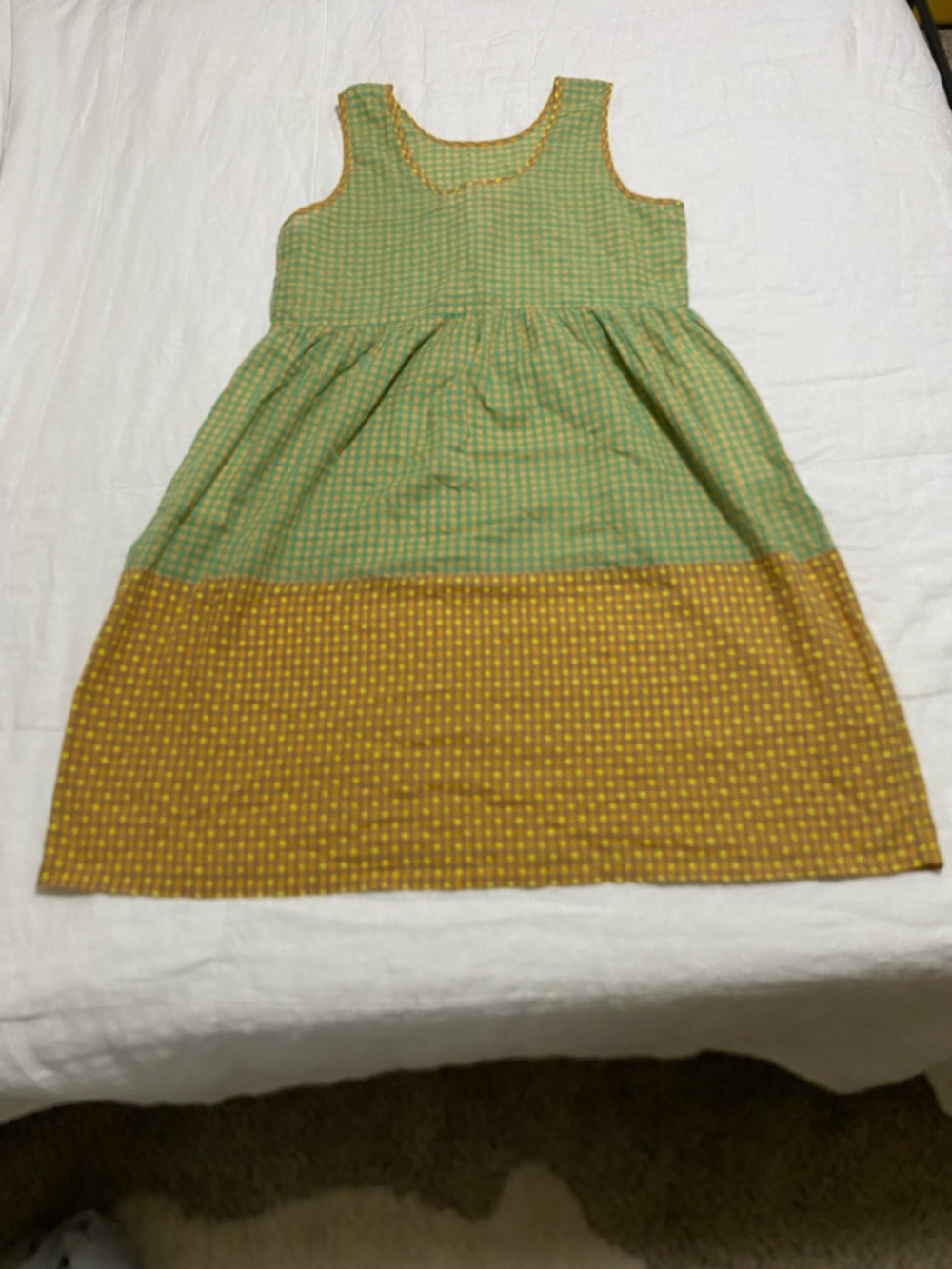 Ace & Jig Green and Mustard Two-Tone Midi Dress